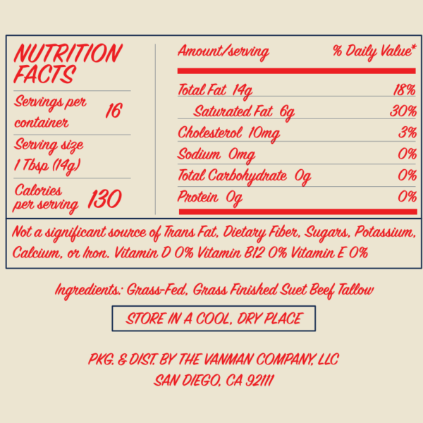 VanMan's Cooking Tallow - 9 oz 2